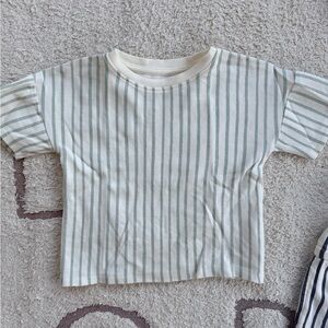 Pehr Striped Kids T-Shirt in Sea Green and White